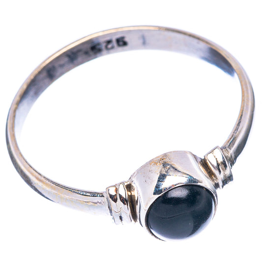 Black Onyx Dainty Ring Size 8.25 (925 Sterling Silver) R5736
