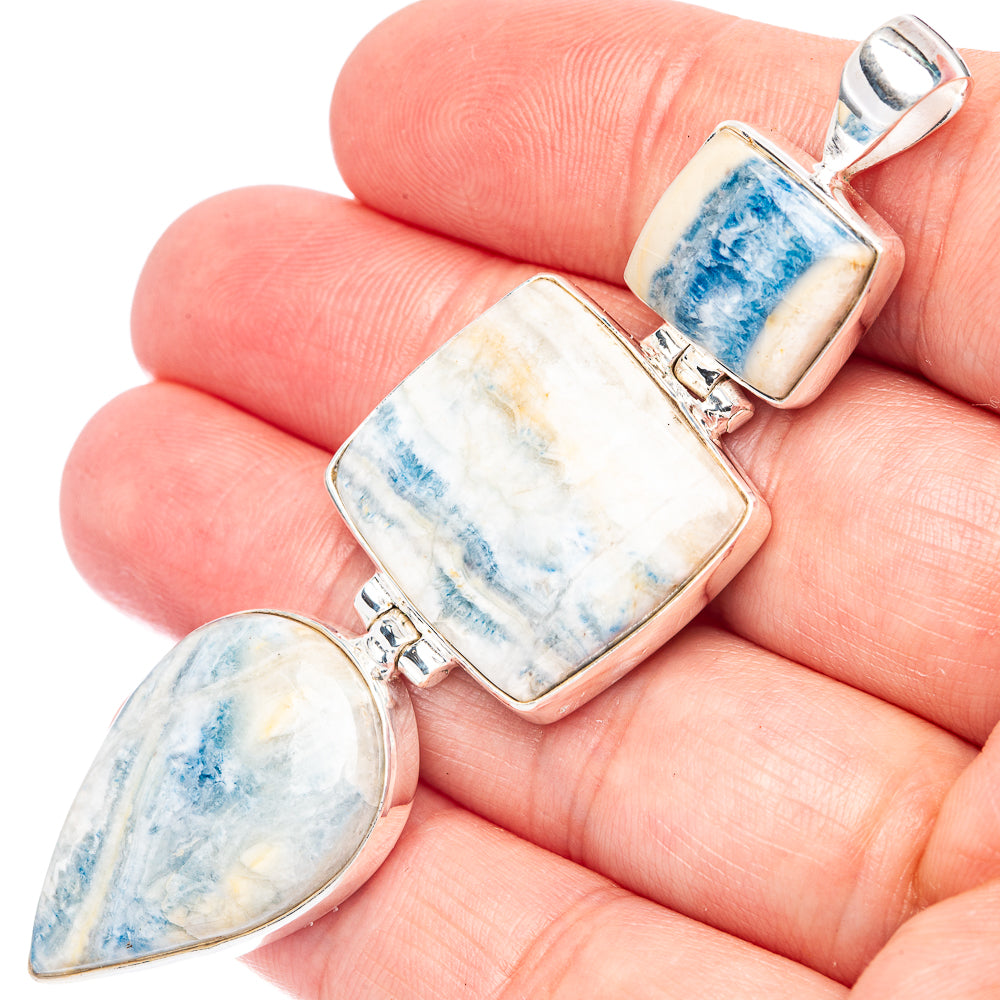 Large Blue Scheelite Pendant 2 7/8" (925 Sterling Silver) P44346