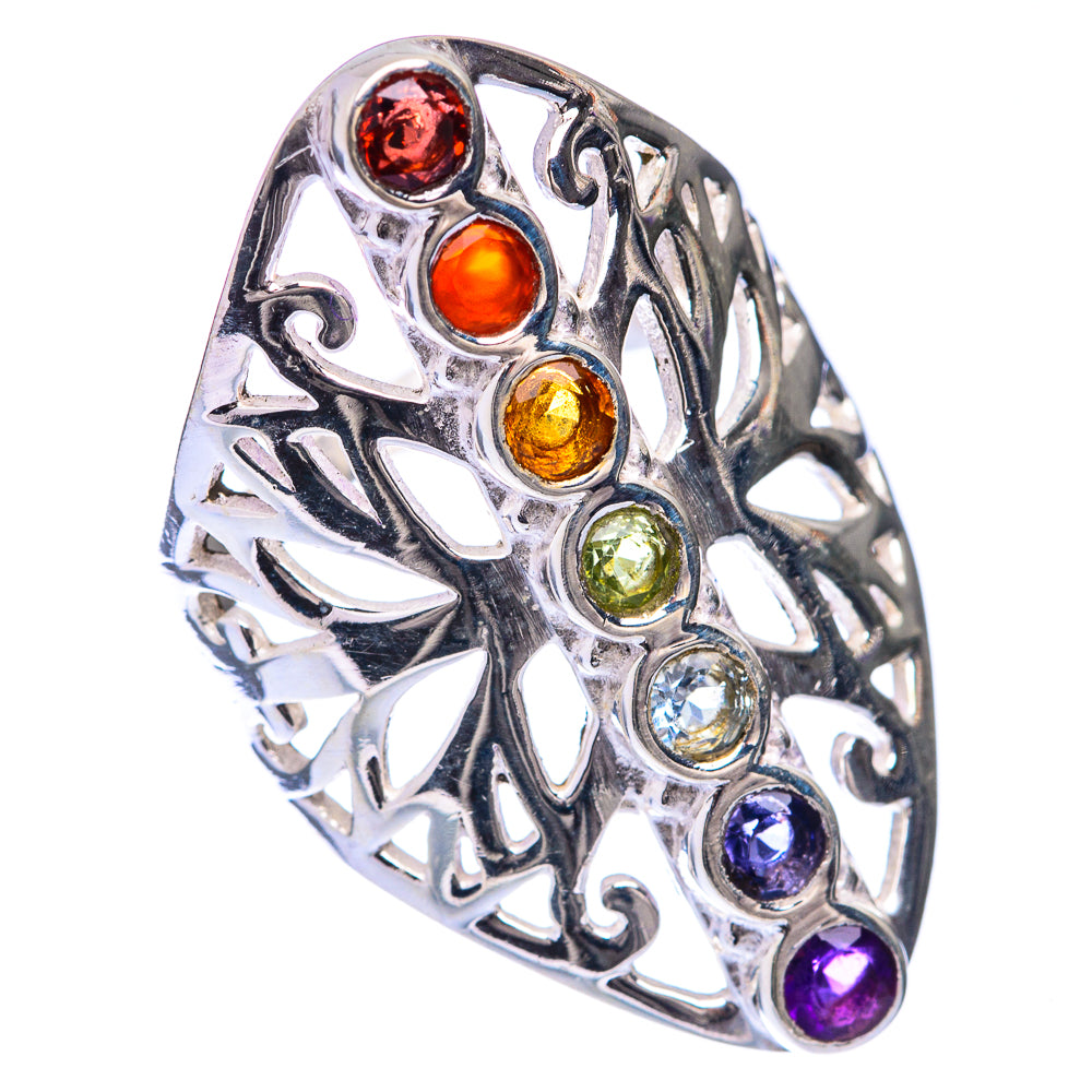 Rainbow Chakra Ring Size 6.5 (925 Sterling Silver) R141354