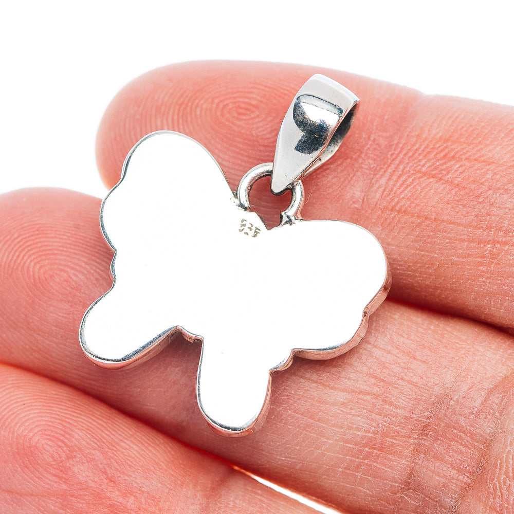 Premium Pink Dahlia Mohave Turquoise, Opal Butterfly Pendant 1 1/8" (.925 Sterling Silver)