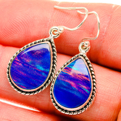Aura Opal Earrings 1 1/2" (925 Sterling Silver) EARR432107