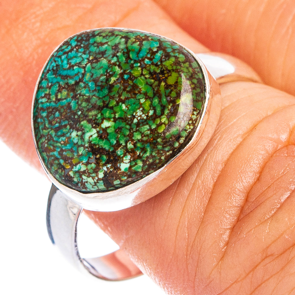 Hubei Spiderweb Turquoise Ring Size 8 (.925 Sterling Silver)