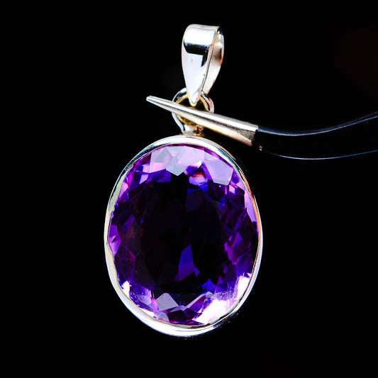 12.98ct Premium Faceted Amethyst Pendant 1" (.925 Sterling Silver)