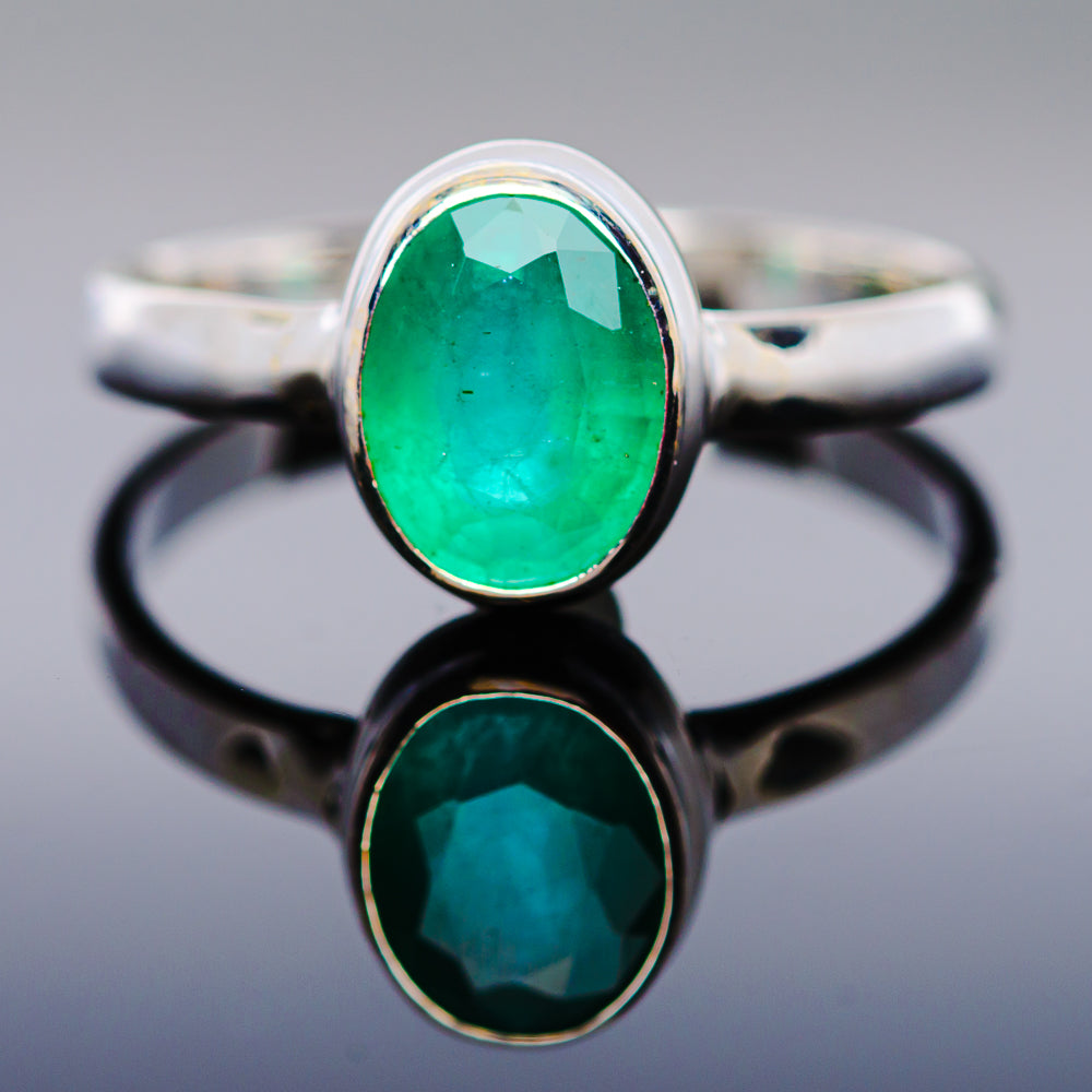 1ct Premium Zambian Emerald Ring Size 9 (.925 Sterling Silver)