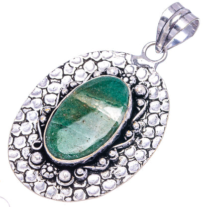 Green Aventurine Pendant 2 1/4" (German Silver)