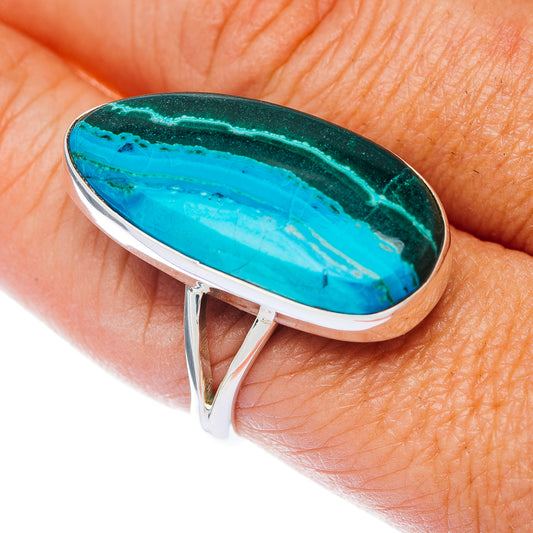 Large Premium Malachite In Chrysocolla Ring Size 10 (.925 Sterling Silver)