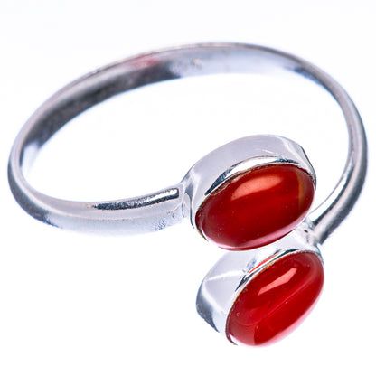 Carnelian Dainty Ring Size 8 Adjustable (925 Sterling Silver) R5703