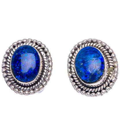 Rare Triple Opal Earrings 5/8" (925 Sterling Silver)