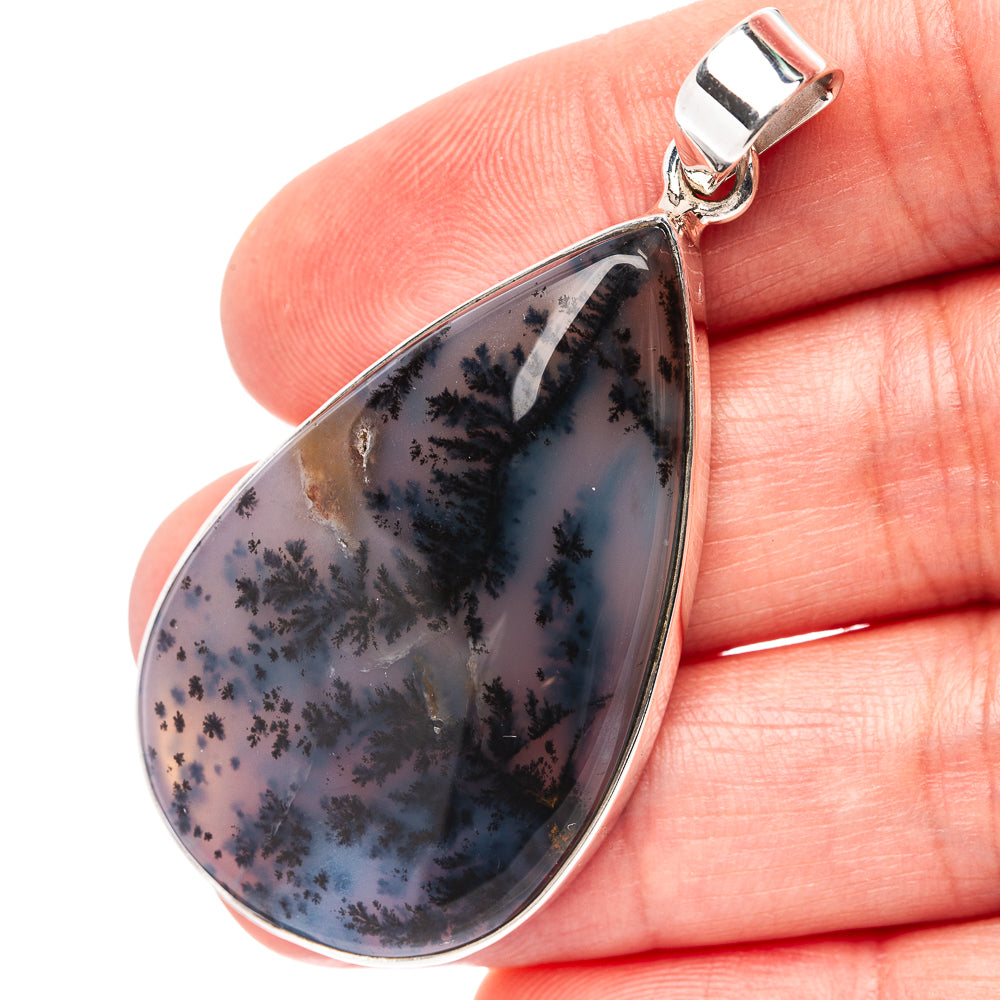 Premium Dendritic Moss Agate Pendant 2 1/8" (.925 Sterling Silver)