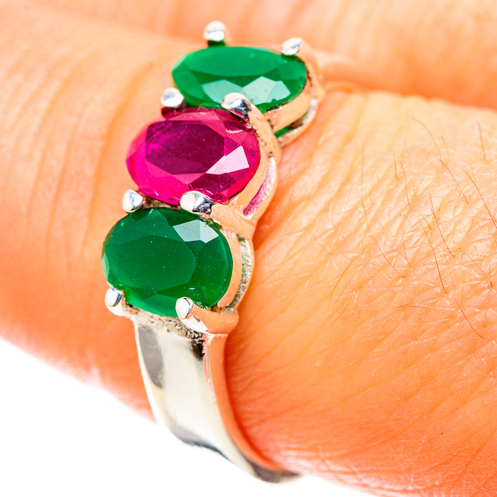 Red Sillimanite, Green Onyx Dainty Ring Size 7 (925 Sterling Silver) RING138205