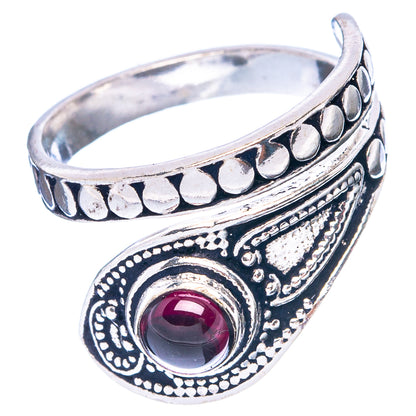 Garnet Dainty Ring Size 7 Adjustable (925 Sterling Silver) R5228
