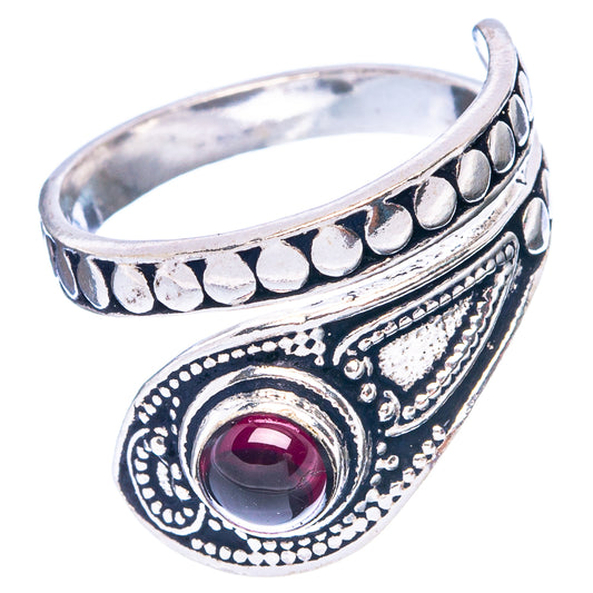Garnet Dainty Ring Size 7 Adjustable (925 Sterling Silver) R5228
