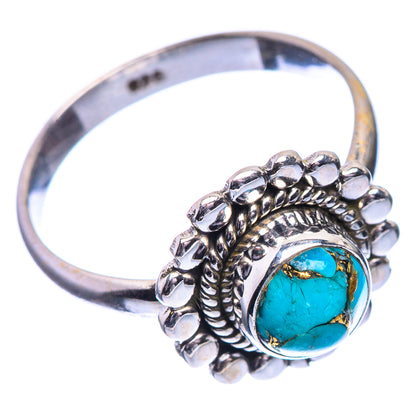 Blue Copper Composite Turquoise Dainty Ring Size 6 (925 Sterling Silver) R142562