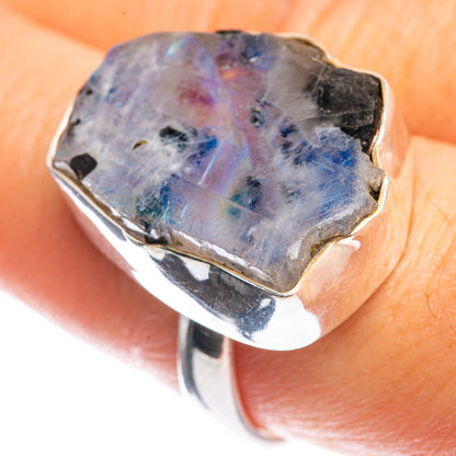 Rough Rainbow Moonstone Ring Size 8.25 (925 Sterling Silver) RING143442