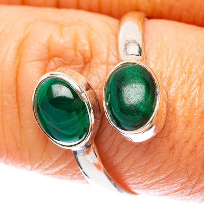 Malachite Dainty Ring Size 8 Adjustable (925 Sterling Silver) R5123