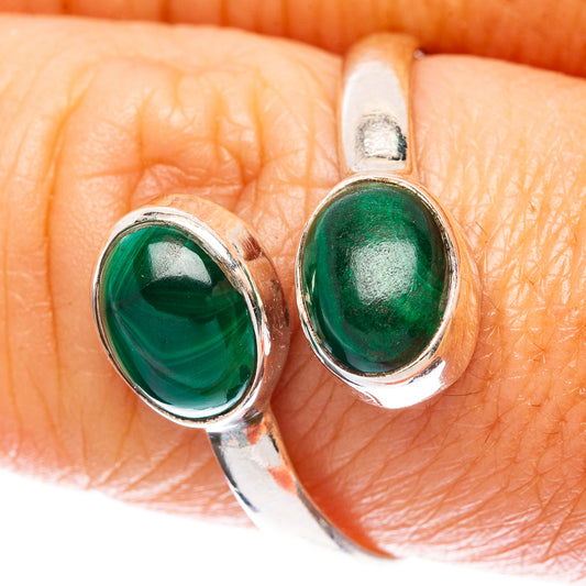 Malachite Dainty Ring Size 8 Adjustable (925 Sterling Silver) R5123