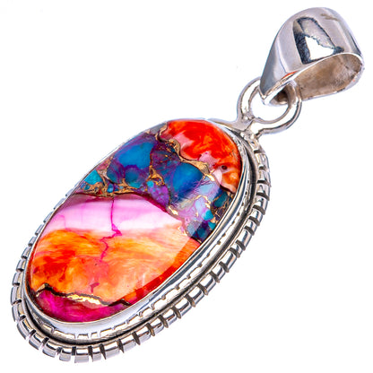 Kingman Pink Dahlia Turquoise Pendants 1 3/8" (925 Sterling Silver) P42372