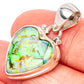 Rare Sterling Opal Heart Pendant 1 1/8" (925 Sterling Silver) P42936