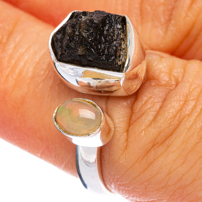Rare Czech Moldavite, Ethiopian Opal Ring Size 6 (925 Sterling Silver) R146407