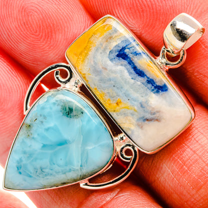 Blue Scheelite, Larimar Pendant 2" (925 Sterling Silver) PD37964