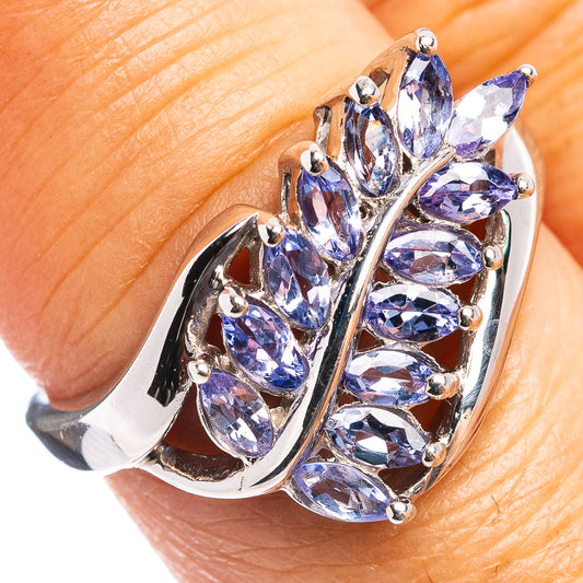 Size 7.5 tanzanite ring in .925 sterling silver with oval blue-purple stones