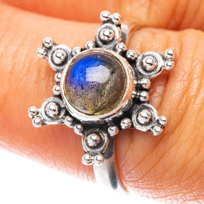 Labradorite Flower 925 Sterling Silver Ring Size 7 (925 Sterling Silver) R5489