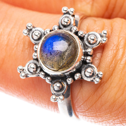 Labradorite Flower 925 Sterling Silver Ring Size 7 (925 Sterling Silver) R5489