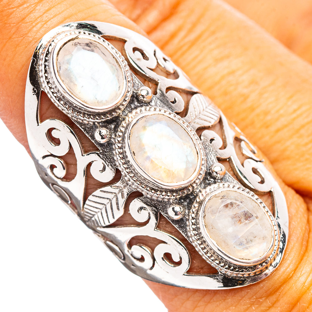 Huge Premium Rainbow Moonstone Ring Size 8 (.925 Sterling Silver)