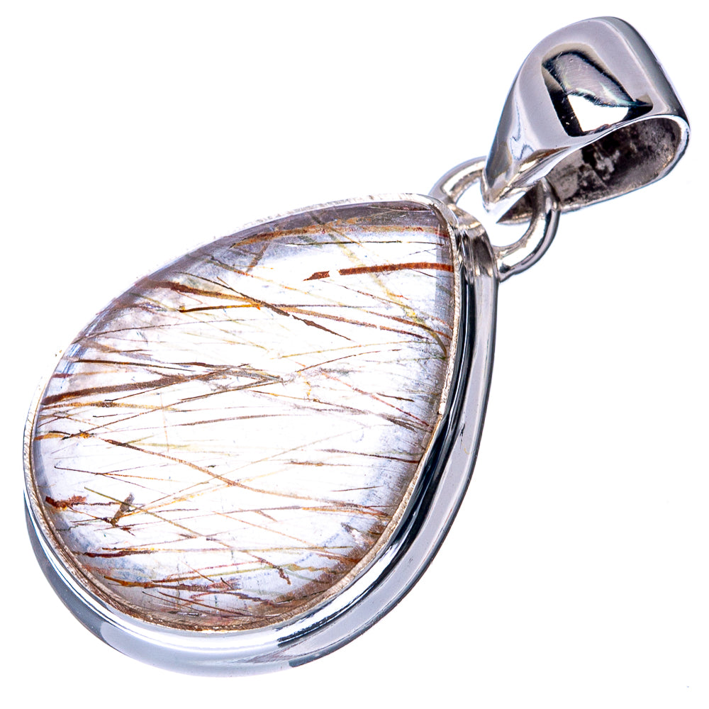 Golden Rutilated Quartz Pendant 1 1/4" (925 Sterling Silver) P40942