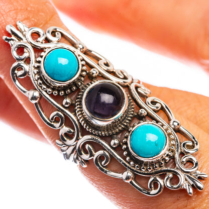 Large Tanzanite, Sleeping Beauty Turquoise 925 Sterling Silver Ring Size 6.5