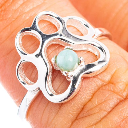 Larimar Paw Dainty Ring Size 5.75 (.925 Sterling Silver)