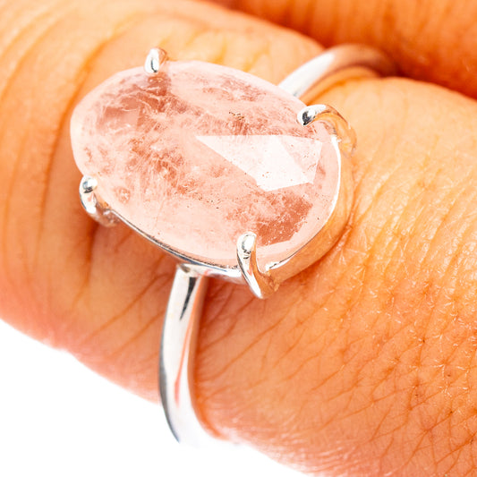 Faceted morganite sterling silver ring with pink heart-shaped stone