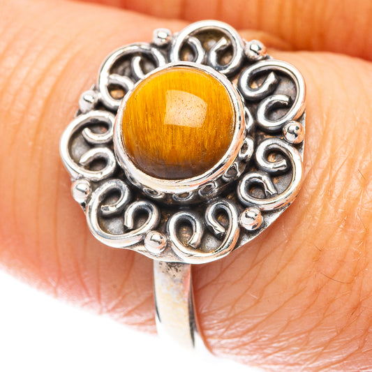 Tiger Eye Ring Size 8 (925 Sterling Silver) R5637