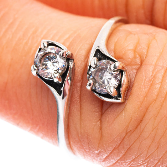 Sterling silver cubic zirconia ring with round center stone, size 7