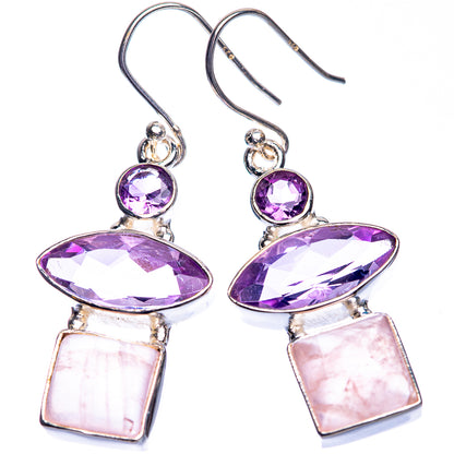 Rose Quartz, Amethyst Earrings 1 3/4" (925 Sterling Silver) E432777