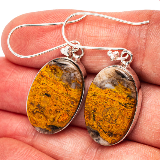 Premium Bumblebee Jasper Earrings 1 3/4" (.925 Sterling Silver)
