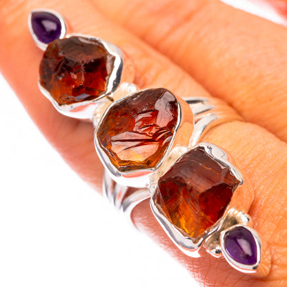Large Raw Citrine, Amethyst 925 Sterling Silver Ring Size 8 (925 Sterling Silver) RING140413
