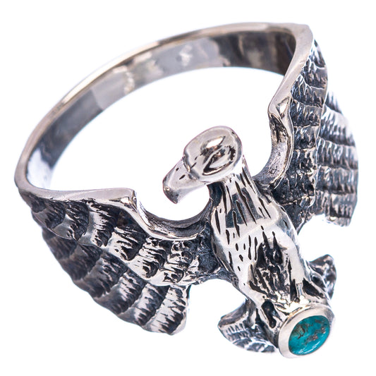925 sterling silver eagle ring, openwork claws and turquoise stone