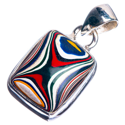 Fordite 925 Sterling Silver Pendant 1 1/8"