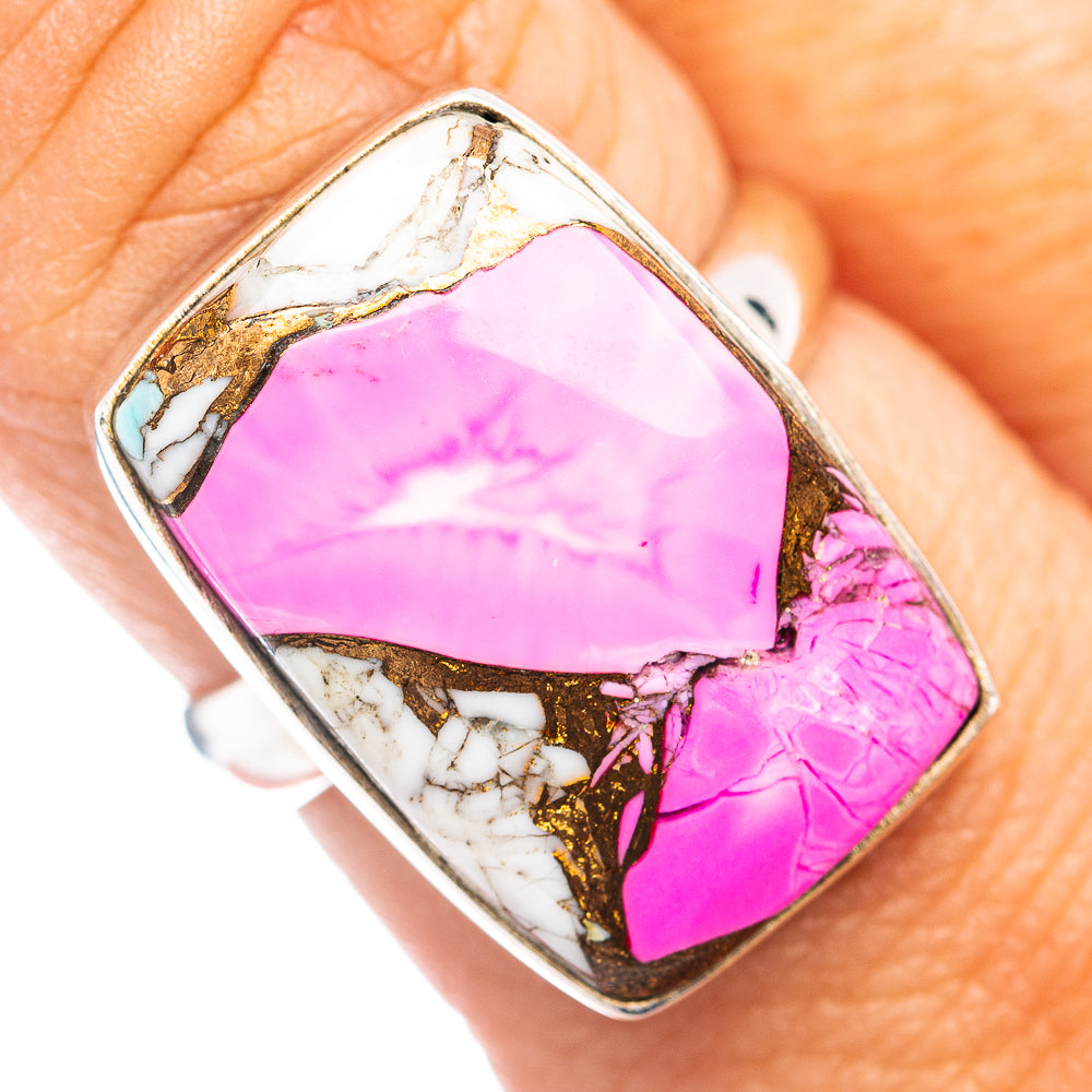 Premium Cotton Candy Dahlia Turquoise Ring Size 8 Adjustable (.925 Sterling Silver)
