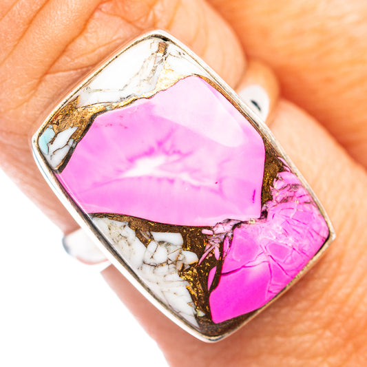 Premium Cotton Candy Dahlia Turquoise Ring Size 8 Adjustable (.925 Sterling Silver)