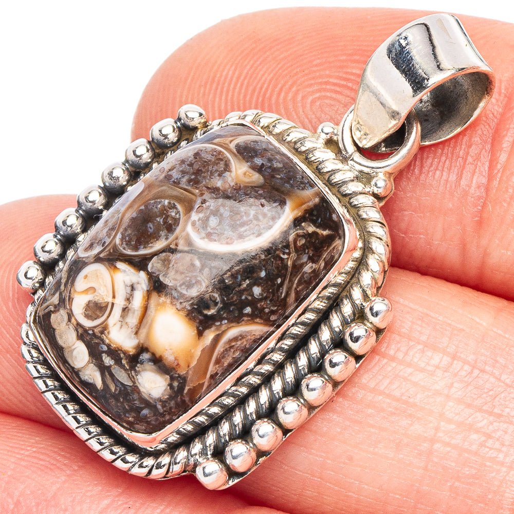 Turritella Agate Pendant 1 1/4" (925 Sterling Silver) P43973
