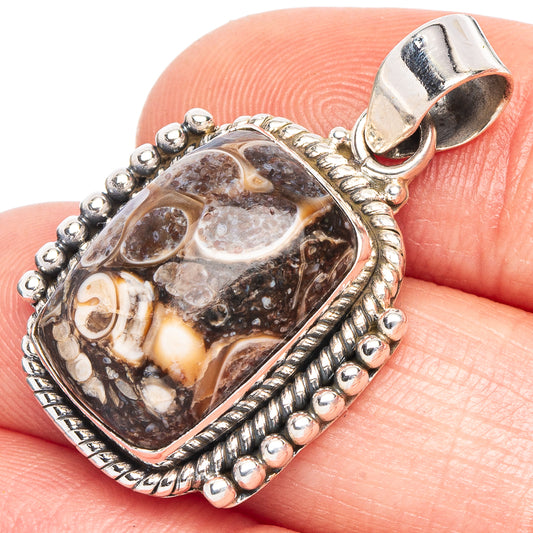 Turritella Agate Pendant 1 1/4" (925 Sterling Silver) P43973