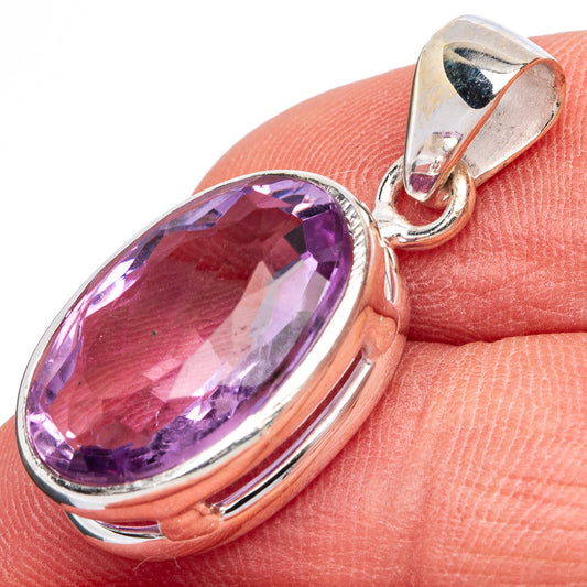 Faceted Amethyst Pendant 1 5/8" (925 Sterling Silver) P43039