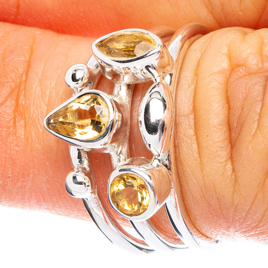 Faceted Citrine 925 Sterling Silver Premium Ring Size 5.75 (925 Sterling Silver) R6543