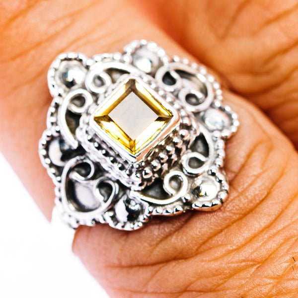 Citrine Filigree Ring Size 8.25 (.925 Sterling Silver)