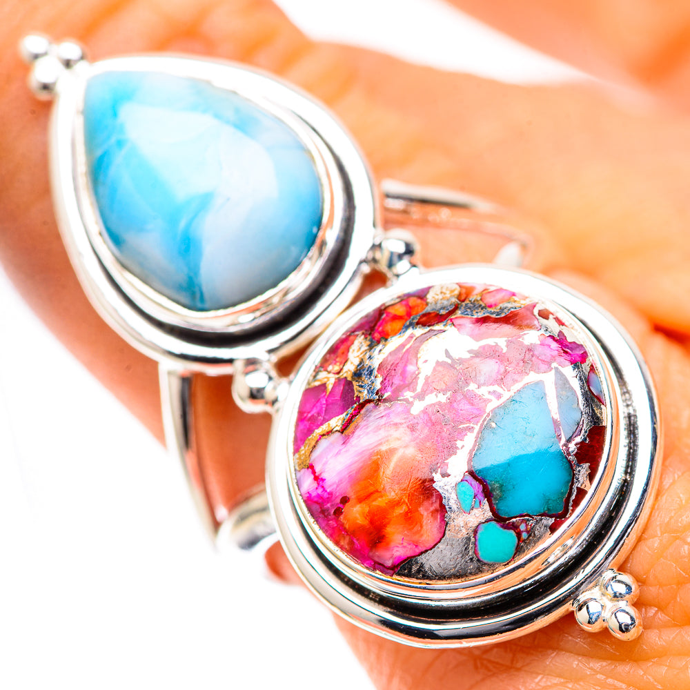 Large Kingman Pink Dahlia Turquoise, Larimar Ring Size 8.75 (925 Sterling Silver) RING139283