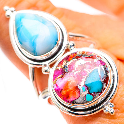 Large Kingman Pink Dahlia Turquoise, Larimar Ring Size 8.75 (925 Sterling Silver) RING139283