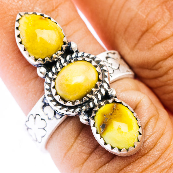 Southwestern Style Palomino Turquoise Ring Size 7 Adjustable (.925 Sterling Silver)