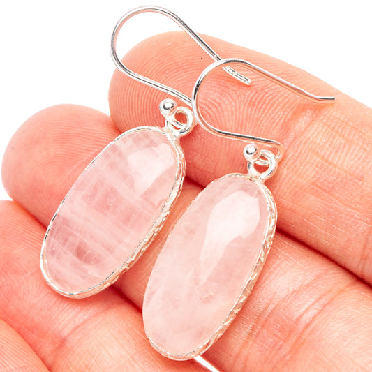 Rose Quartz Earrings 1 3/8" (925 Sterling Silver) E2281